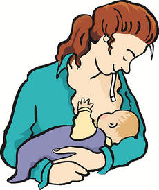 Eine Frau stillt ihr Baby.