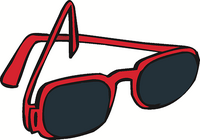 Das Bild zeigt eine rote Sonnenbrille.